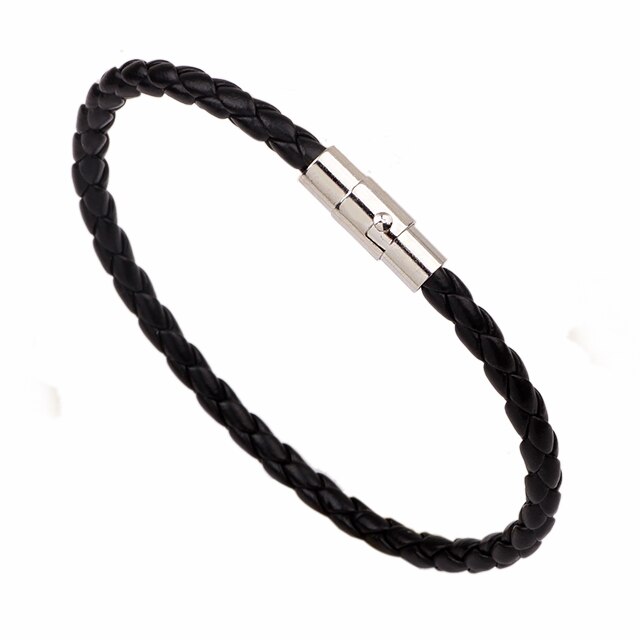 Double color braids leather bracelet charming and contracted black rope female bracelet bracelet leather bracelet jewelr: black