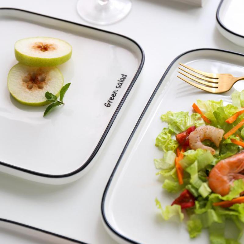 Ceramic Tableware European Square Plate Home Simple Western Pasta Pasta Steak Breakfast Plates