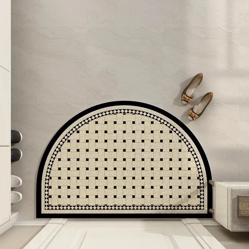 Semicircular Flower Doormat Anti-slip Cuttable Coil Floor Mat Suitable for Home Kitchen Entrance Home Floor Decoration: 500mm x 800mm / PURPLE