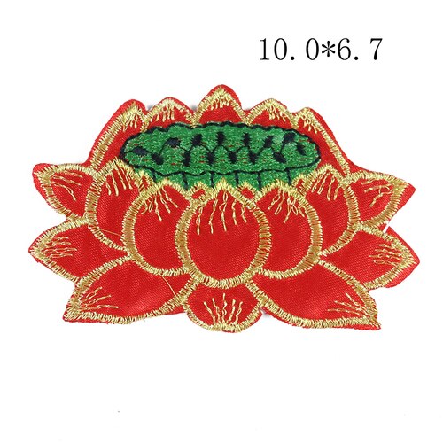 1 PCS Lotus Flower Embroidered Iron on Patches for Clothing DIY Stripes Clothes Patchwork Sticker Custom Flowers Applique badge: Antique Silver