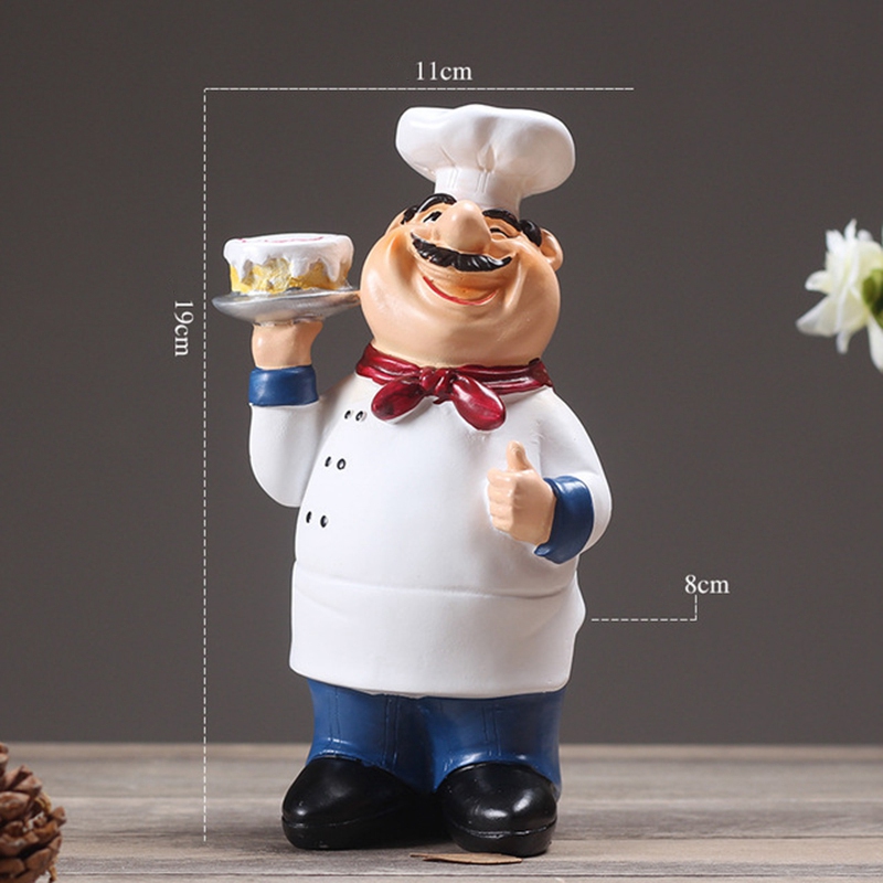 Lixf retro kok model ornamenter harpiks håndværk mini kokke figurer hjem køkken restaurant bar kaffe indretning-c