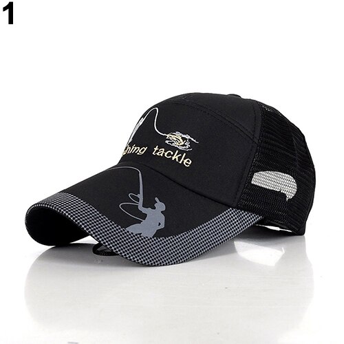 Sombrero de pesca para hombre, gorra de béisbol, malla, protección solar, para exteriores: Black