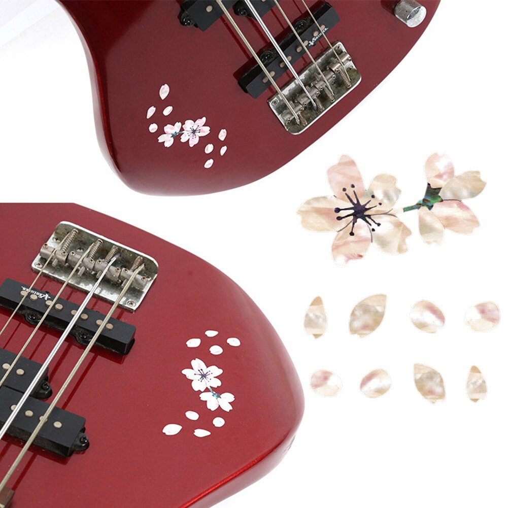 Mini cherry blossom gitarr klistermärken självhäftande avtagbara söta dekaler blommig kropp ukulele dekoration bas klistermärken  #2