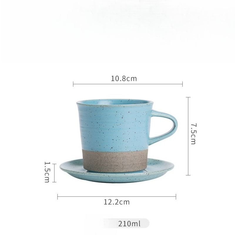 Juego de tazas de café de cerámica, taza creativa hecha a mano, taza de agua de cerámica Simple, juego de platos de tazas de café Retro elaborados a mano