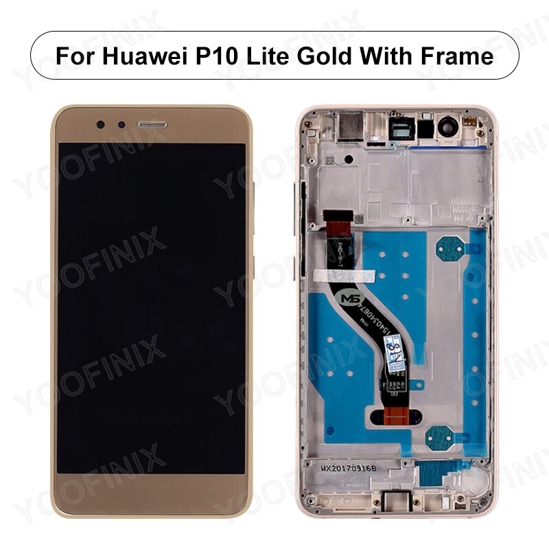 Voor Huawei P10 Lite Lcd WAS-LX1 WAS-LX2 WAS-LX3 WAS-LX1A Touch Screen Digitizer Vervanging Deel Voor Huawei P10 Lite Display: Gold With Frame