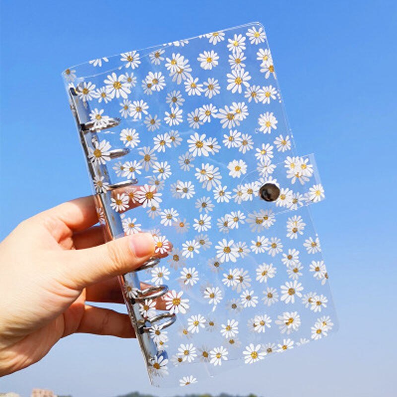 A6 chrysanthemum Binder Notebook Cover &amp; Photo Organizer Diary Agenda Planner Bullet Cover School Stationery: Transparent