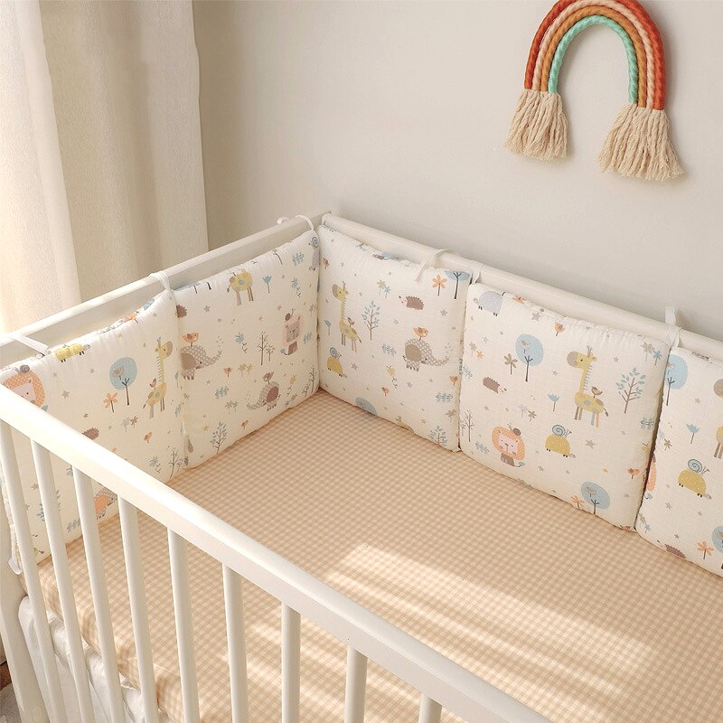 6 Stk/set Wieg Bescherming Pad Vierkante Bed Omliggende Wieg Decoratie Gedrukt Kussen Bed Omtrek Bumper Baby Wieg Beddengoed Set