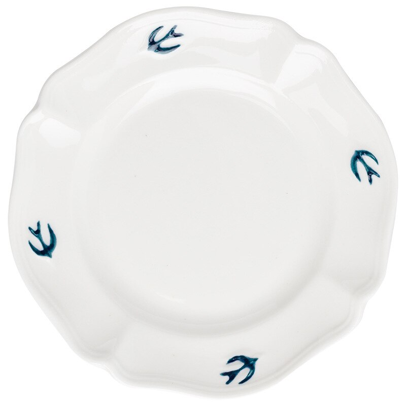 Plato de golondrina en relieve japonés para exportación, plato plano pequeño Simple para el hogar, Beige, Original