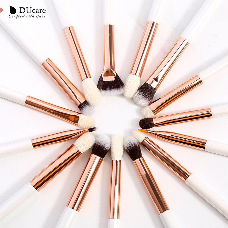 Ducare make-up børster sæt børste makeup børste 15 stk eyeliner øjenbryn shader øjenskygge blending børster naturligt-syntetisk hår