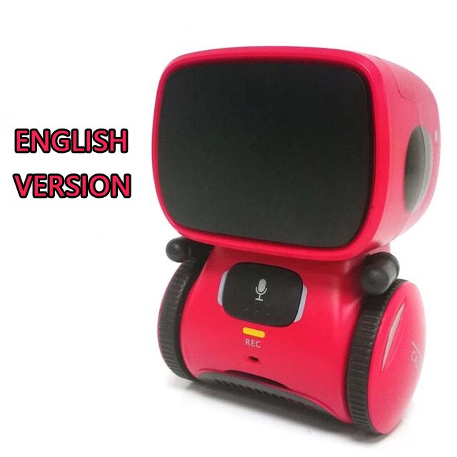 Toy Pink Robot Intelligent Robot Toy Dance Sing Repeating Recorder Touch Control Voice Control Toy for Kids Age3+: English Red