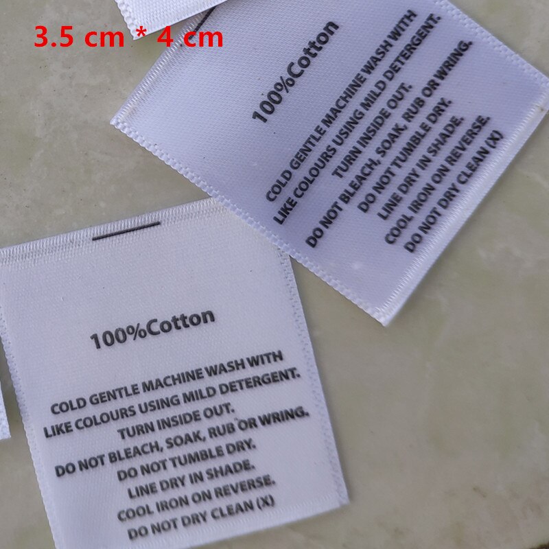 100PCS In stock Satin ribbon washing tag White care label Cotton/Polyester/Elastane writings: 08