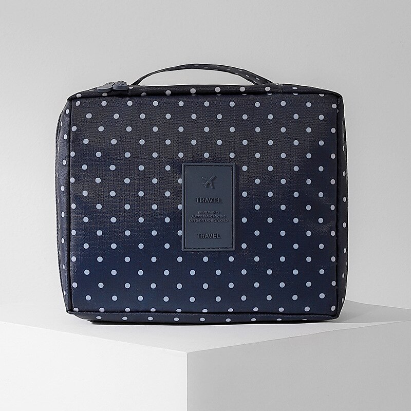 Wielofunkcyjna kosmetyczka podróżna Neceser kobiety torebki na makijaż Organizer do przyborów toaletowych wodoodporne kobiece pojemniki do makijażu: Navy blue