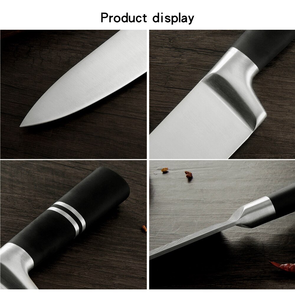 6PCS Japanese Style Chef Knives Set Stainless Steel 8'' Bread Slicing 7'' Santoku 5'' Utility 3.5'' Paring Knife Accessory
