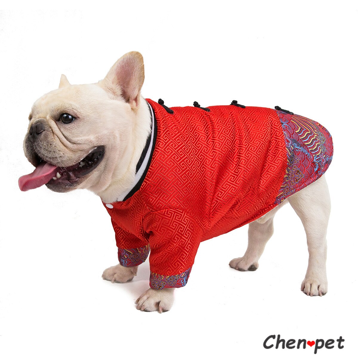 Luxury Dog Cat Year Clothes Clothes Chinese Style Party Costume Tang Suit Coat Lucky Printed Festival for Kitten Puppy