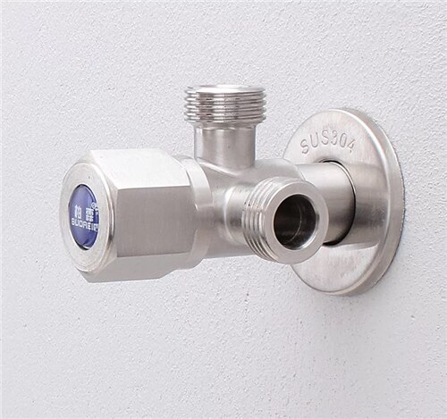 1way 2way 3way 304 Stainless Steel Angle Valve G1/2 Water Heater Toilet Inlet Water Stop Valve Faucet Shower Faucet Tap Room: D2121W-2GN-SS304