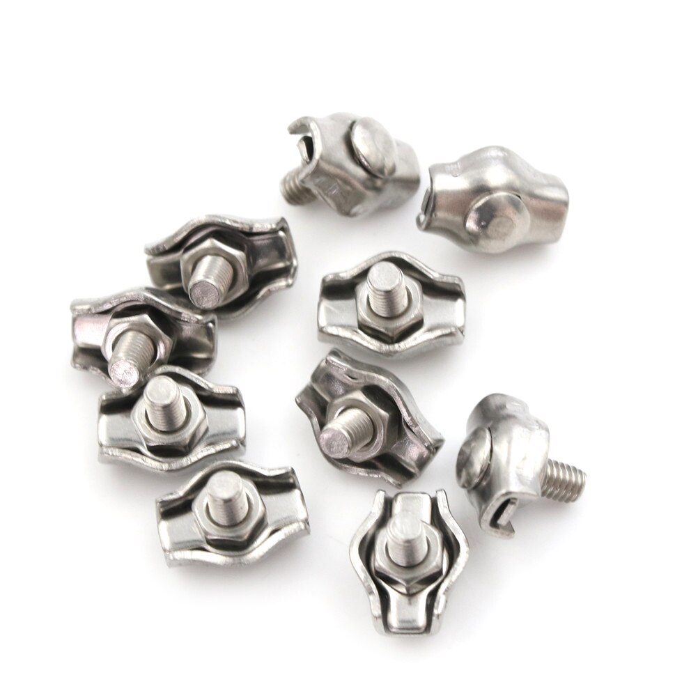 10Pcs Simple Grip Cable Clamps Caliper Whosesale M2 304 Stainless Steel Wire Rope Clip