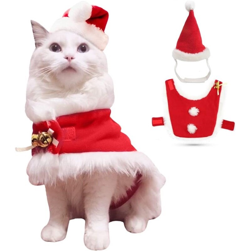 deguisement noel chien deguisement chien Costumes de noël pour animaux de compagnie, costume de père noël, chapeau pour chien et chat, cape, vêtements amusants pour animaux de compagnie, convient aux petits et moyens c