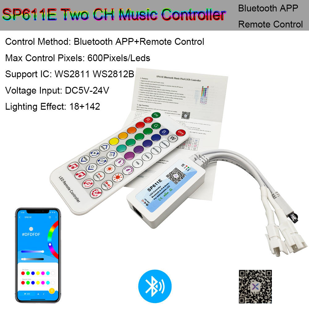 Ws2811 ws2812b controlador bluetooth/wifi/música ws2812 inteligente rgb led pixels controlador de tira sp107e sp108e sp110e t1000s DC5-24V: Emitindo Color7