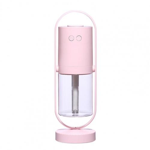 200Ml Usb Luchtbevochtiger Led Rotary Light Ultrasone Essentiële Olie Mist Diffuser Projectie Lamp Draagbare Usb Oplaadbare Fan: Pink