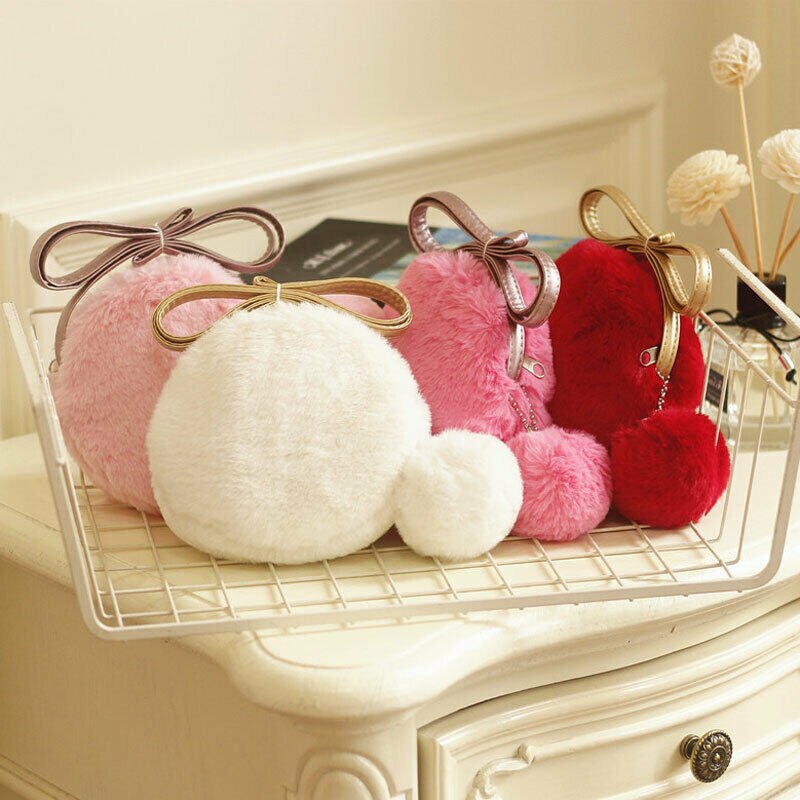Schattige schoudertas van pluche voor kleine meisjes, schoudertasje, mini-haarzakje