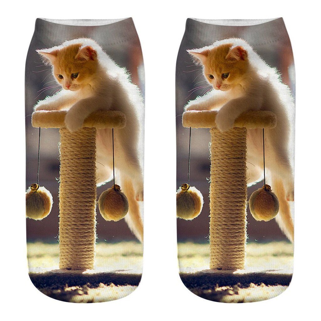 #30 Funny Socks Women Men 3d Novelty Crazy Funny Cat Ankle Socks Cute Colorful Cartoon Low Cut Socks Kobieta Skarpety: K