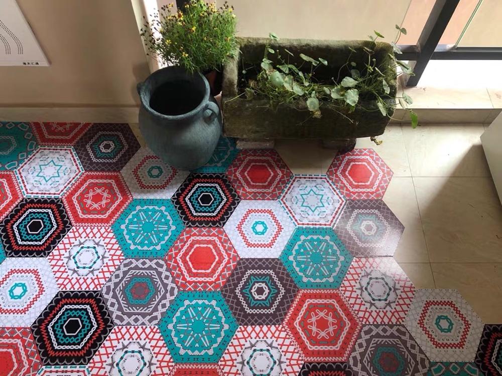 Funlife golvklistermärke vattentätt för badrum anti-slip självhäftande golv vinyl, färgglada vintage dekorativa vägg klistermärke rum dekor