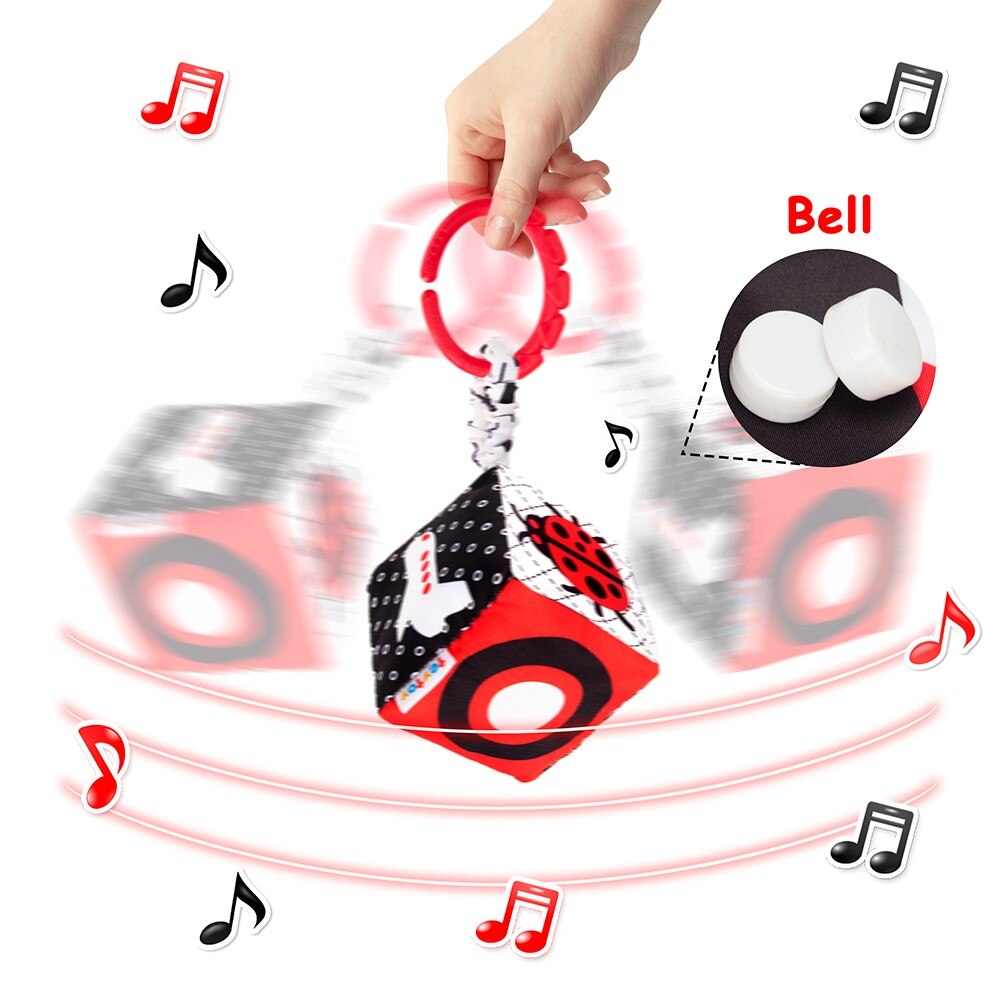 TEYTOY High Contrast Baby Stroller Educational Toys, Shapes Rattle Set, Rings Hanging Toys for Stroller Crib Carseat(4 Pack)