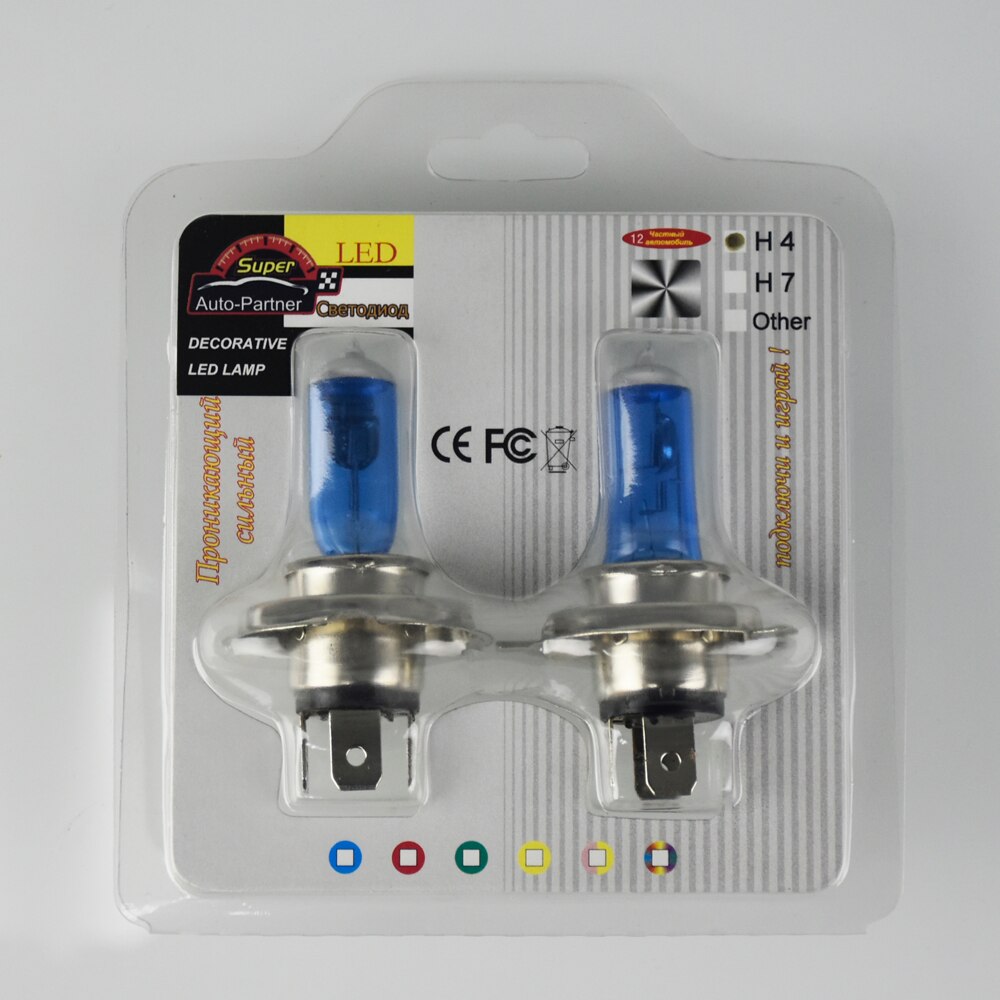 2 PCS 12V 60/55W H4 Halogen Lamp 5000K Car Halogen Bulb Xenon Dark Blue Glass Super White Lamp For toyota corolla