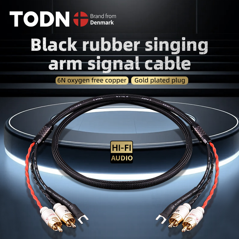 TODN Audio 2RCA-kabel met aarddraad Zwarte tape-speler LP Vinyl Platenspeler Versterker Chassis Vergulde stekker: 8m