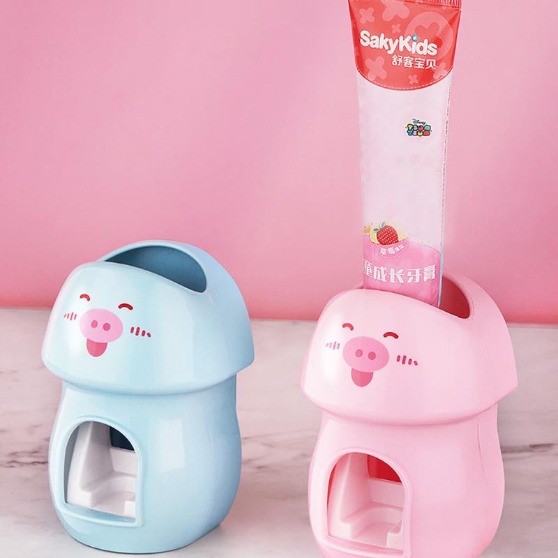 Cute Wall Mount Kids Automatic Toothpaste Dispenser Toothpaste Squeezer Toothbrush Holder For Children Bathroom Accessories Set