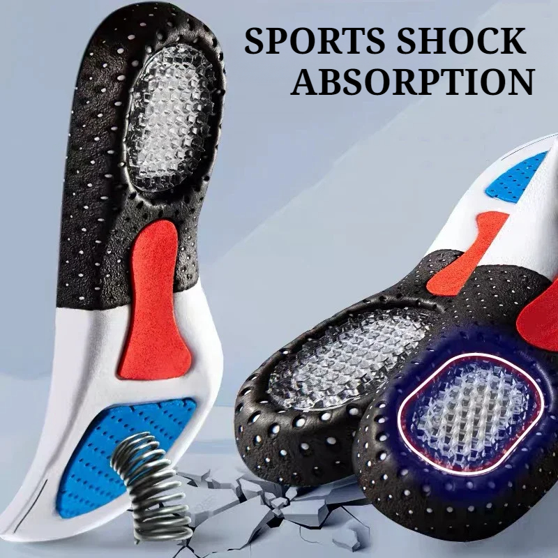 Orthopedic sports insoles for arch support for men and women outdoors, shock-absorbing foam insoles and cut-resistant silicone insoles