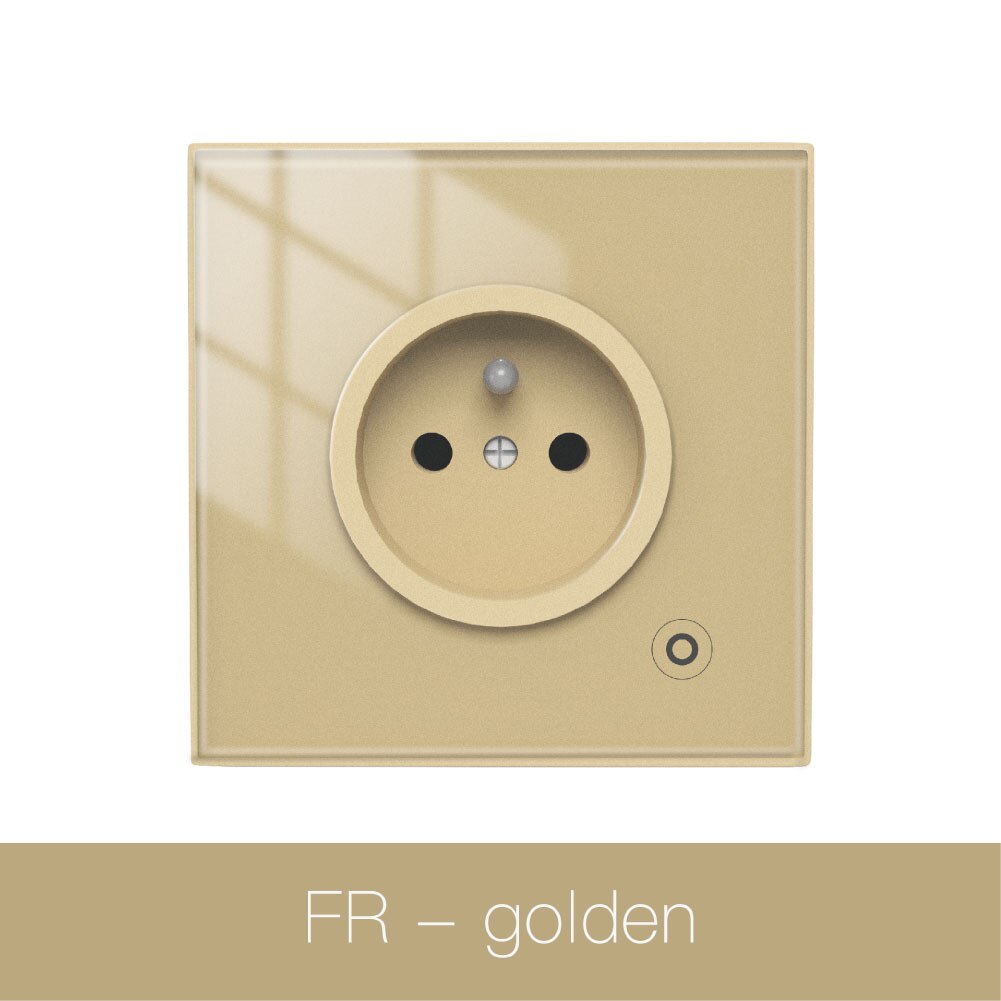 Wifi Tuya Smart Stopcontact Glas Panel Outlet Power Monitor Touch Plug Relais Status Licht Modus Verstelbare Smart Leven App alexa: FR Golden