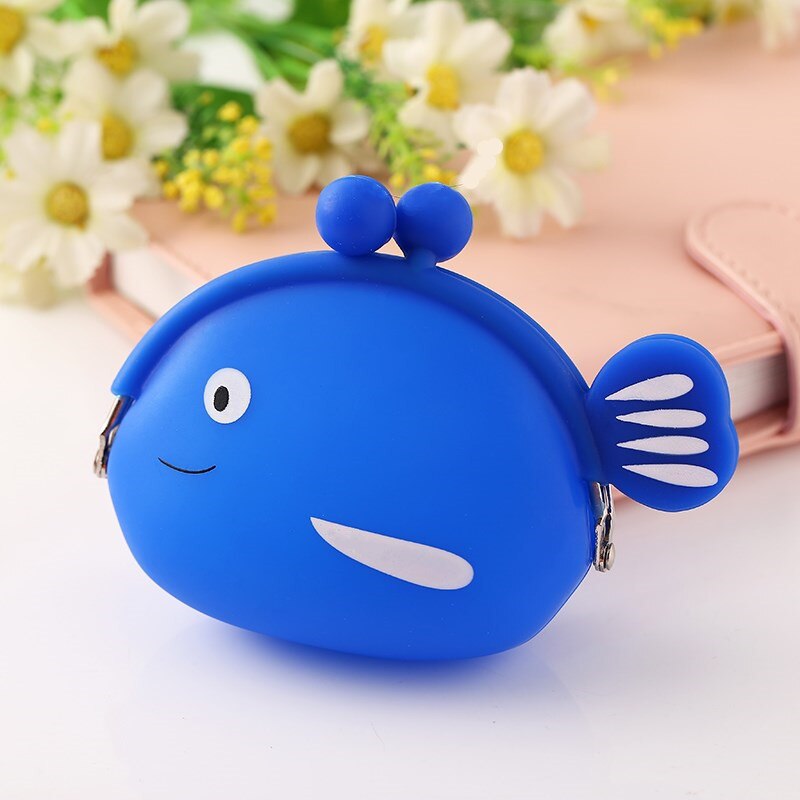 Meisjes Mini Siliconen Portemonnee Vis Kleine Verandering Portemonnee Portemonnee Vrouwen Sleutel Portemonnee Tas voor Kinderen Kids: Dark Blue