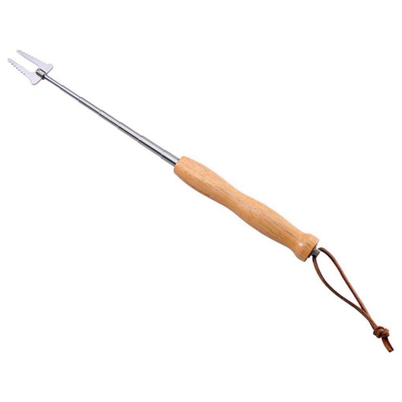 Stainless Steel Barbecue Fork Camping Campfire Fire Pit Accessories Dog Telescoping Roast Fork Sticks Skewers kitchen tools