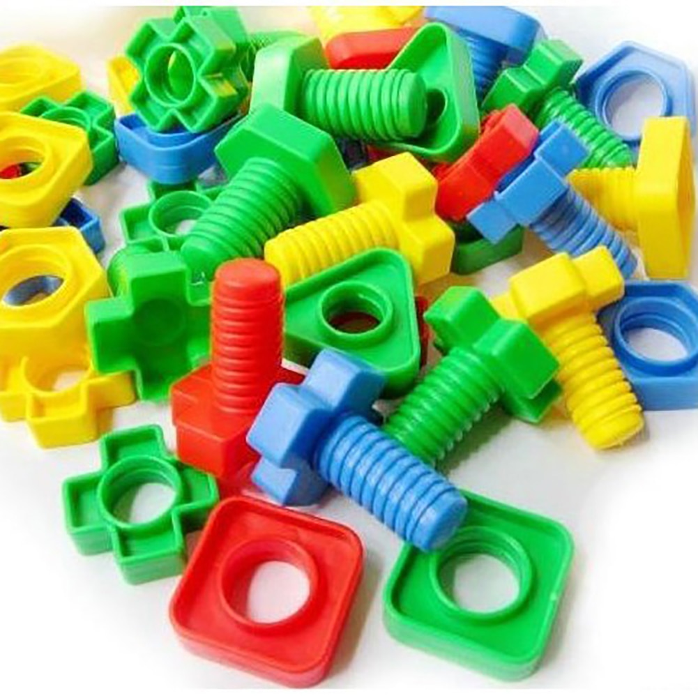 32 stk / sæt 3d farverige skruemøtrikker bolte bygning puslespil intelligent børnelegetøj forbedrer manuel fingerfærdighed farvegenkendelseslegetøj