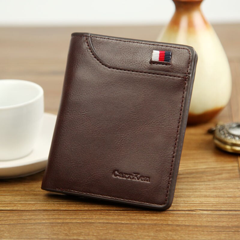 HENGSHENG PU Leather Men Wallet with Card Holder Man Luxury Short Wallet Purse Wallets Casual Standard Wallets: Dark brown