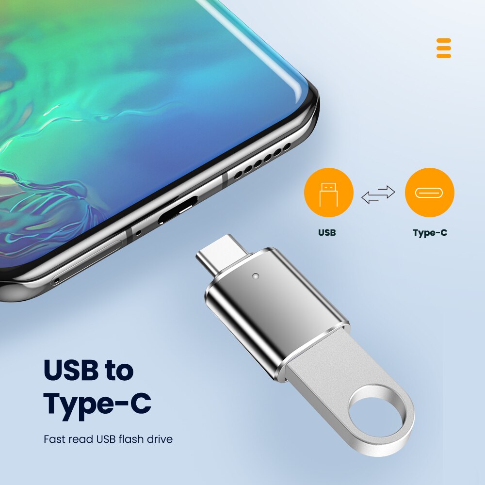 Usb Naar Usb Type C Otg Adapter Led Usb C Male Naar Usb 2.0 3.0 Converter Voor Mackbook Pro Samsung xiaomi Huawei USB-C Otg Connector