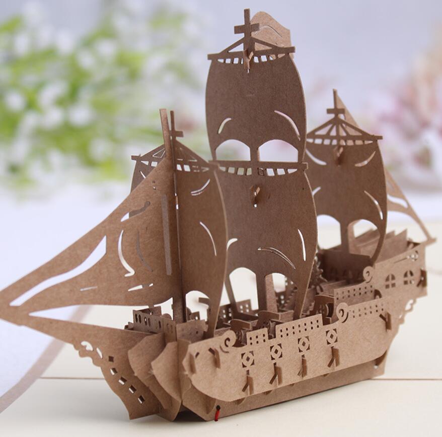 Bateau à voile de 10 pièces | Carte d&#39;invitation Pop UP 3D, Kirigami Origami, pour mariage, de fête d&#39;anniversaire, fait à la main