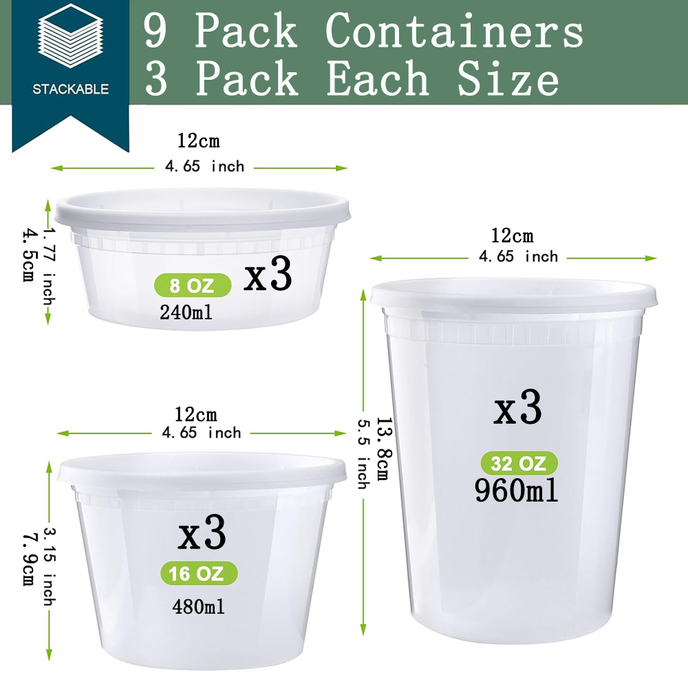 Deli Containers with Lids Food Storage Containers with Lids Freezer Safe, Soup Containers for Restaurant BPA Free Microwave Safe: DARK GRAY