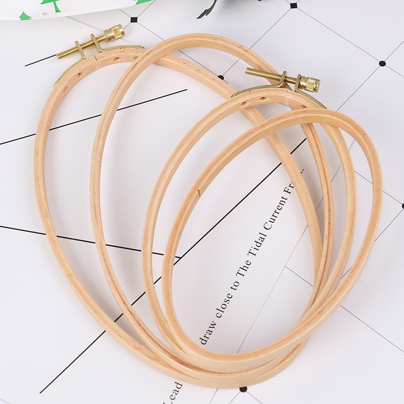 16/21CM Wooden Bamboo Embroidery Frame Oval Embroidery Hoop Ring Cross Stitch Machine DIY Household Sewing Tool