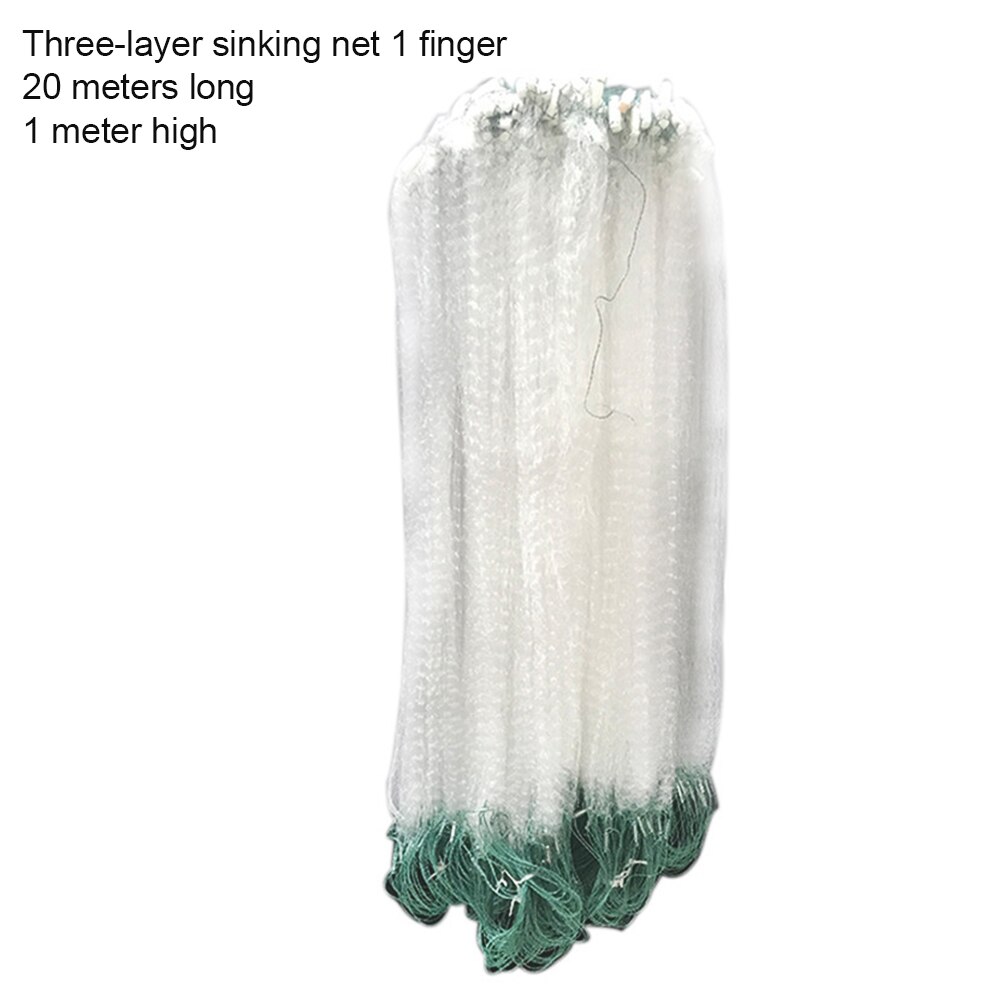 3 or Single layer Fishing Net Single Mesh Nylon Durable Float Trap Monofilament Gill Net Fishing Accessories for Hand Casting: 1 finger 20 m