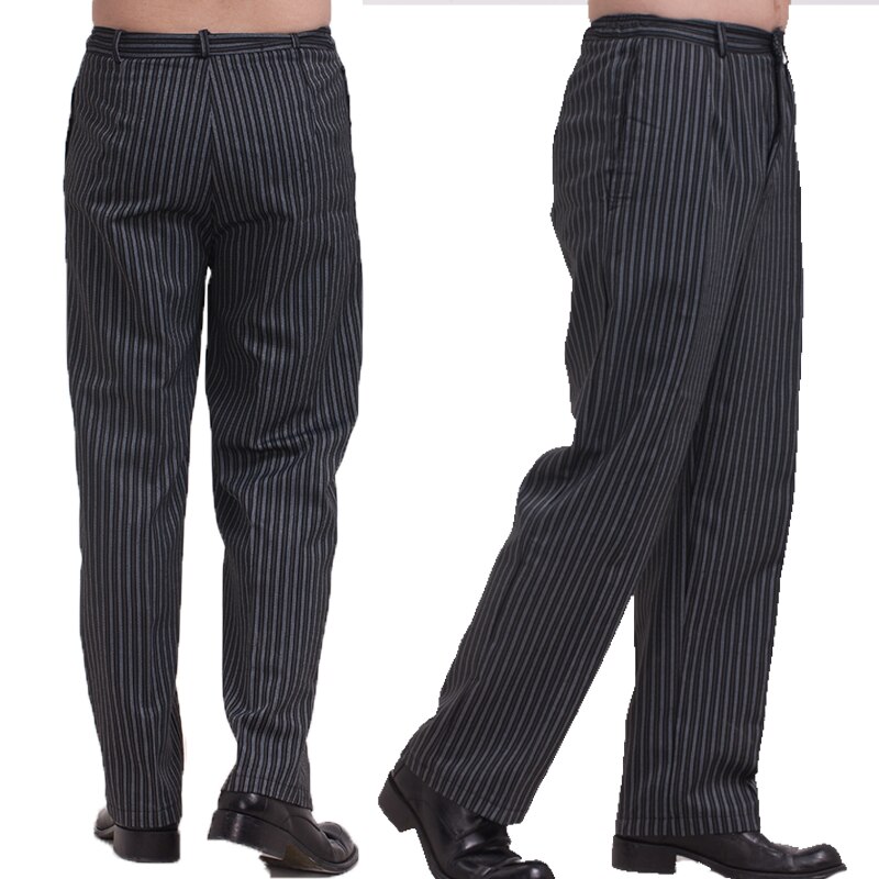 unisex Koch hosen Restaurant Uniform Koch Schlauch grau gestreiften Elastische arbeitskleidung für männer Zebra hosen kochen kostüm