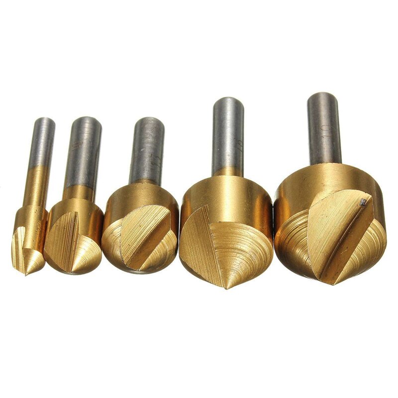 Best 5 tlg HSS Countersink Counterbore Countersinks Set Wood Metal 6-19mm 90 Degree Individual Flute Inserts