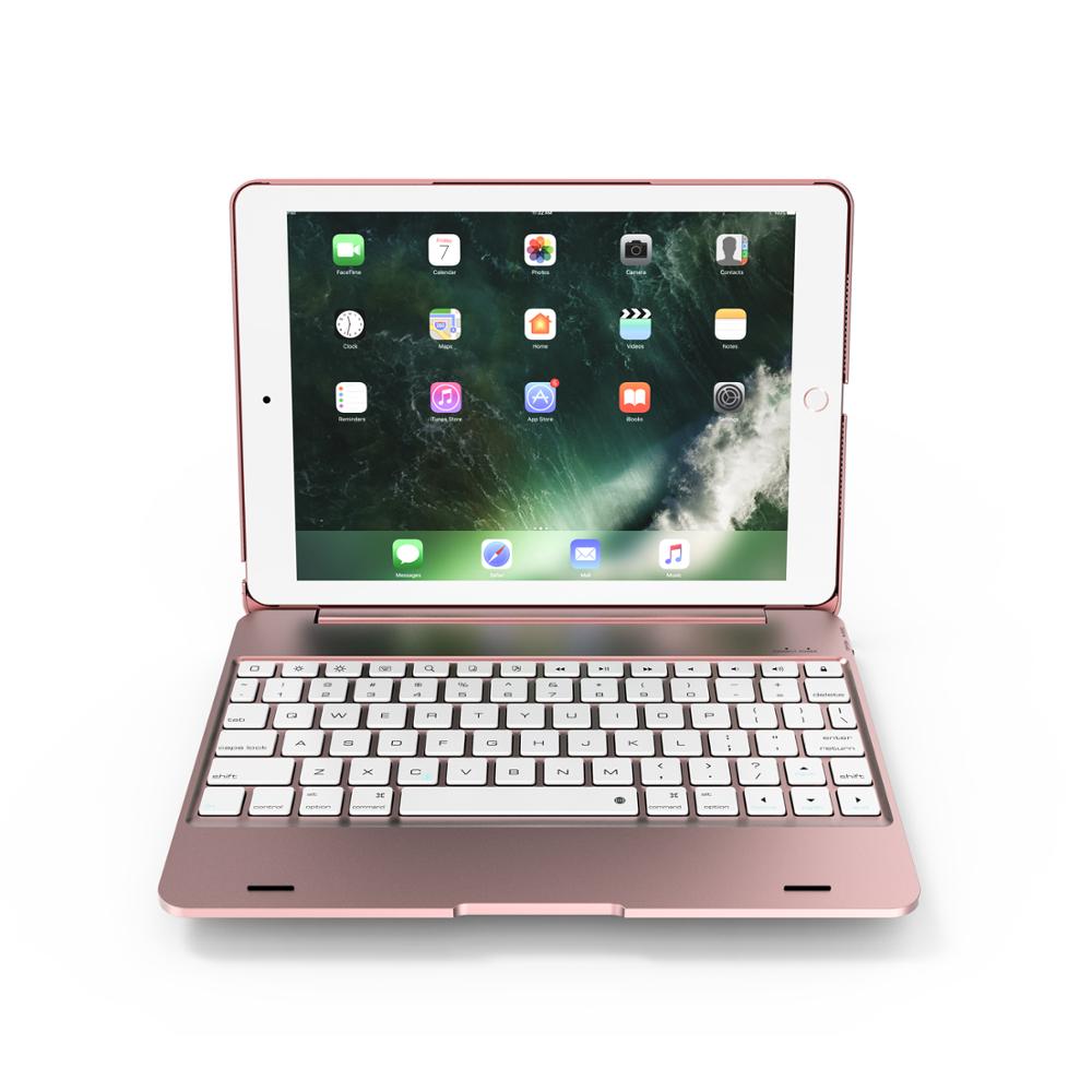 Flip Type ABS Keyboard Case With Folding Cover Protective Shell Portable Smart Bluetooth Keyboard for Ipad Air 9.7 Inch F19A: Rose Gold