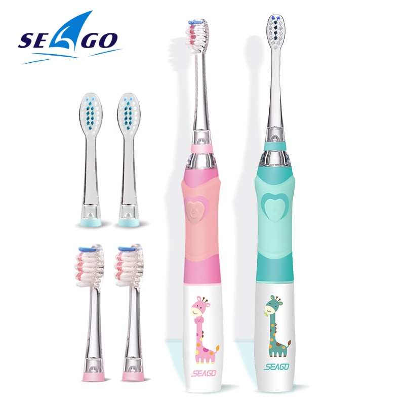 Seago børn elektrisk tandbørste drevet vandtæt sonisk tandbørste til 3-12 aldre børn elektronisk tandbørste med timer