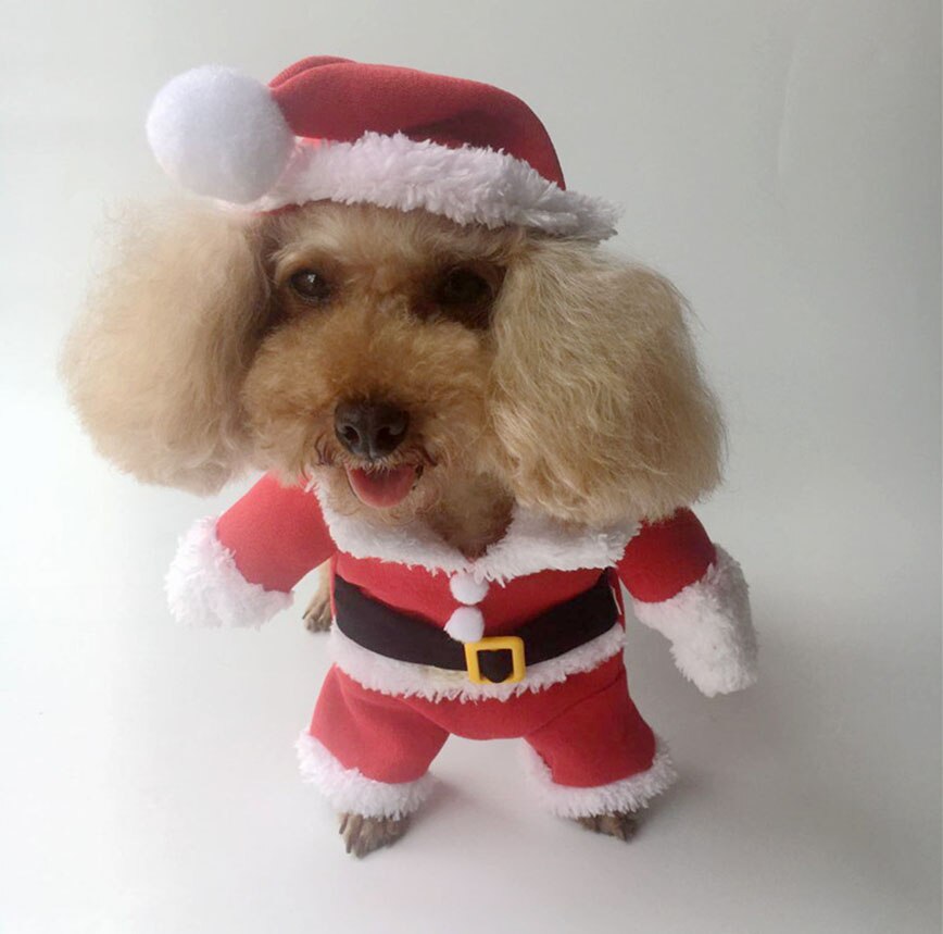 Haustier Hund Weihnachten Kleidung Santa Claus Hund Kostüm Winter Welpen Haustier Katze Mantel Jacke Hund Anzug mit Kappe Warme Kleidung für Hunde Katzen