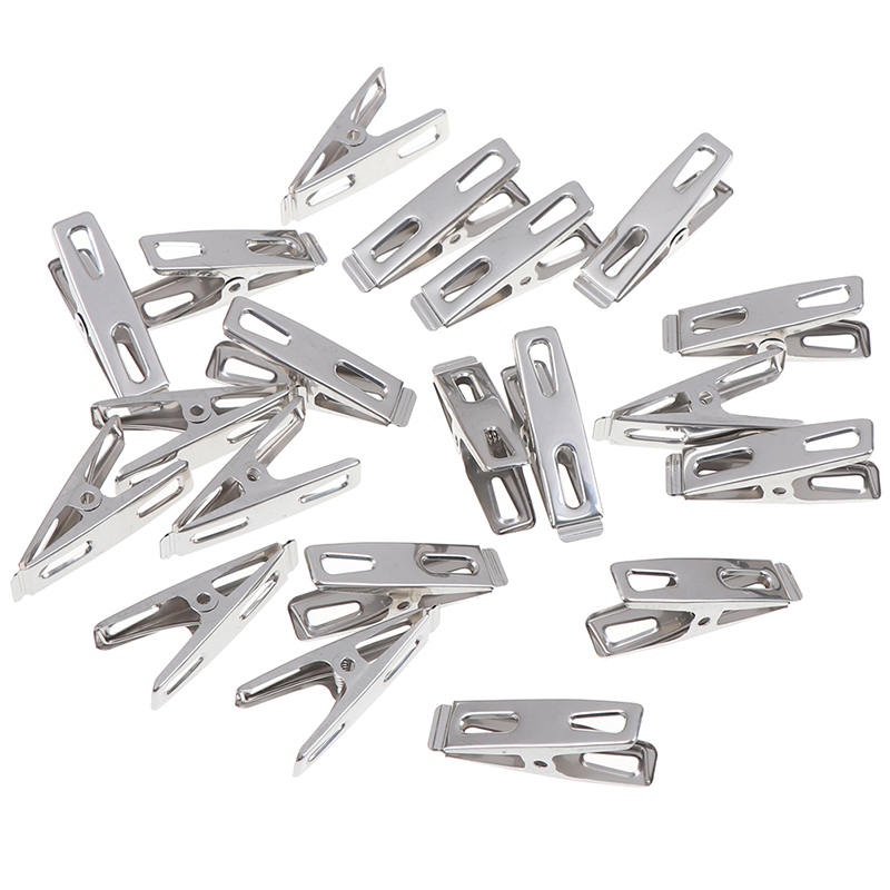 20 pièces pinces à linge suspendus épingles Clips blanchisserie ménage pinces à linge chaussettes sous-vêtements séchage support étagères acier inoxydable