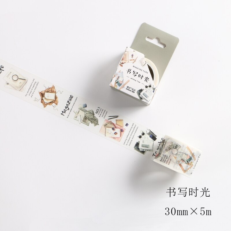 Digital kalender postkort rejser washi tape selvklæbende malertape gør-det-selv scrapbog sticker etiket japansk