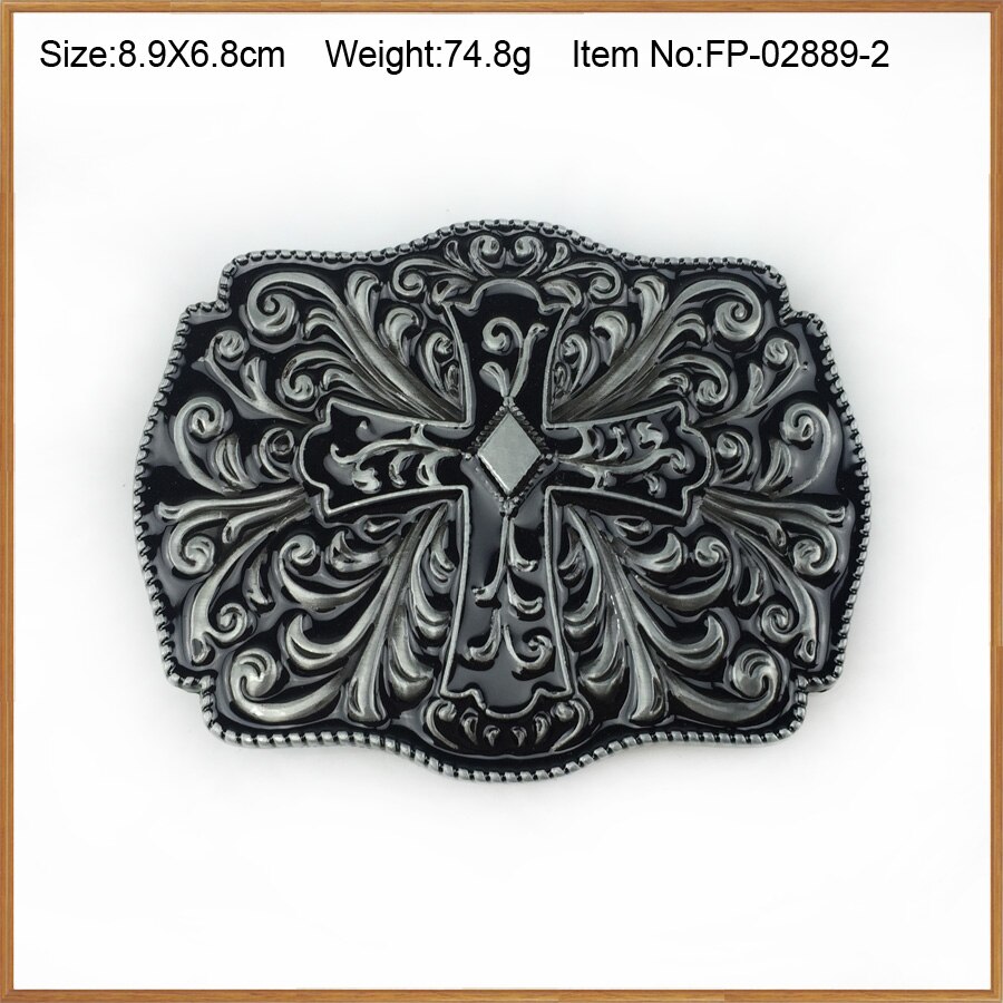 Buckle Club zinc alloy black cross belt buckle pewter finish FP-02889-2 Luxurious cowboy jeans belt buckle