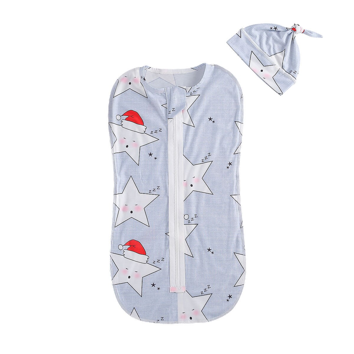 Emmababy -né bébé filles garçons automne hiver dormir 2 pièces ensemble belle bande dessinée impression fermeture éclair sac de couchage + chapeau: D / 70